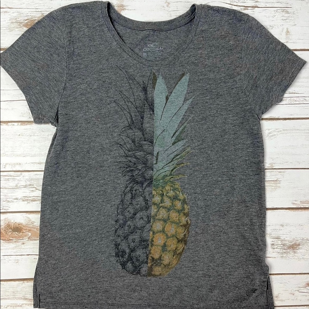 O'Neill Girls Pineapple Graphic Short Sleeve Tee Size M 8 10